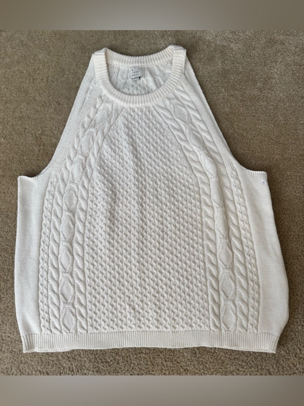 a new day Cream Cable Knit Halter Tank Top